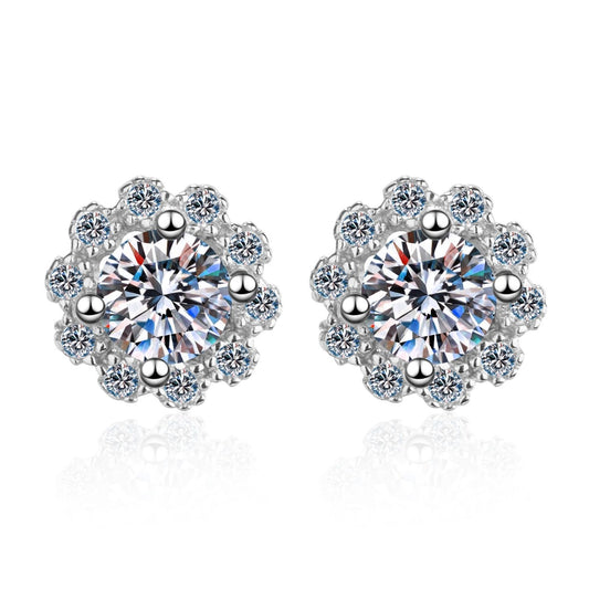 Round cut Moissanite Earrings in 925 Sterling Silver 0.6ct 1ct