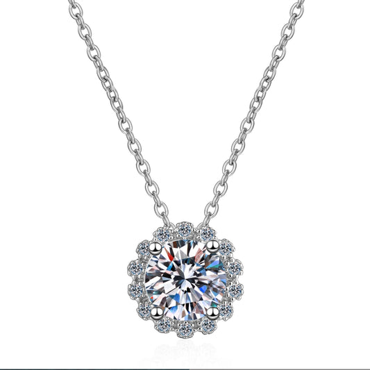 Moissanite Necklaces in 925 Sterling Silver 1ct