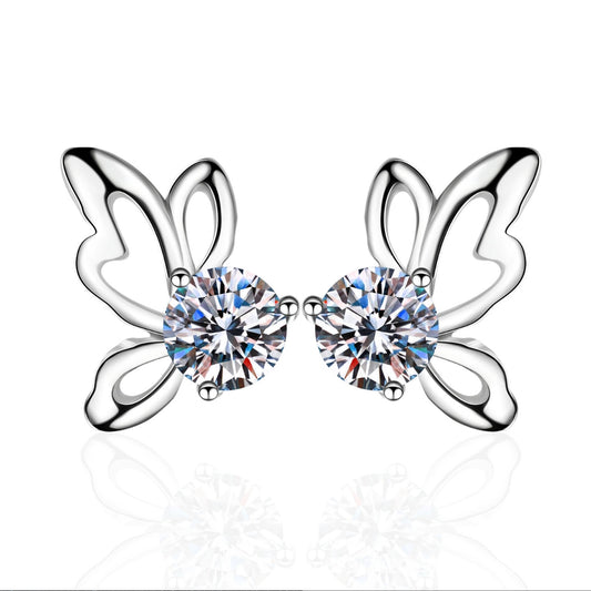 Round cut Moissanite Earrings in 925 Sterling Silver 0.6ct 1ct