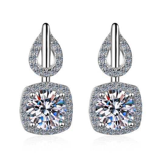 Round cut Moissanite Earrings in 925 Sterling Silver 1.6ct