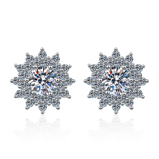 Round cut Moissanite Earrings in 925 Sterling Silver 1ct