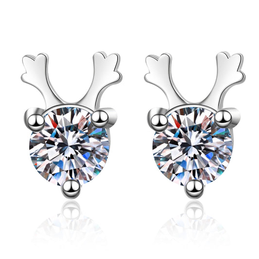 Round cut Moissanite Earrings in 925 Sterling Silver 0.6ct
