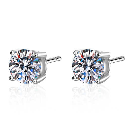 Round cut Moissanite Earrings in 925 Sterling Silver 0.4ct 0.6ct 1ct 1.6ct 2ct 4ct 6ct