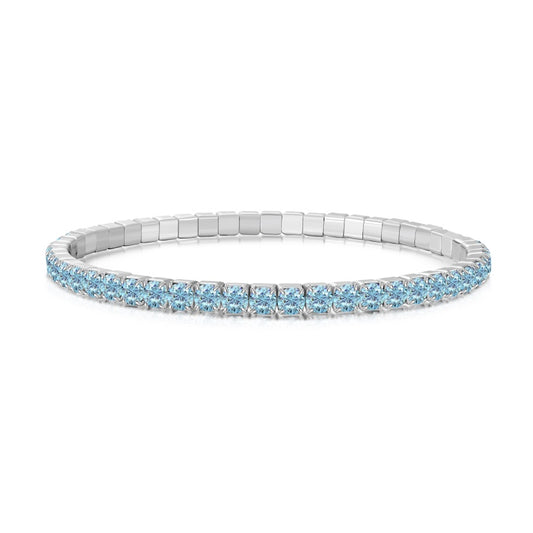 925 Sterling Silver Flexible Tennis Bracelet, 3mm Cubic Zircon