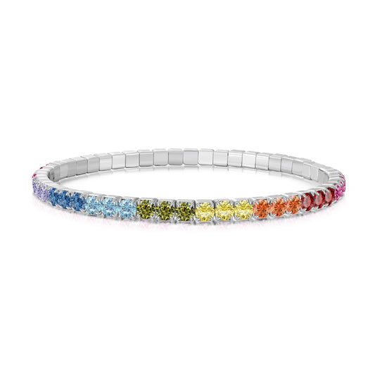 925 Sterling Silver Flexible Tennis Bracelet, 3mm Cubic Zircon