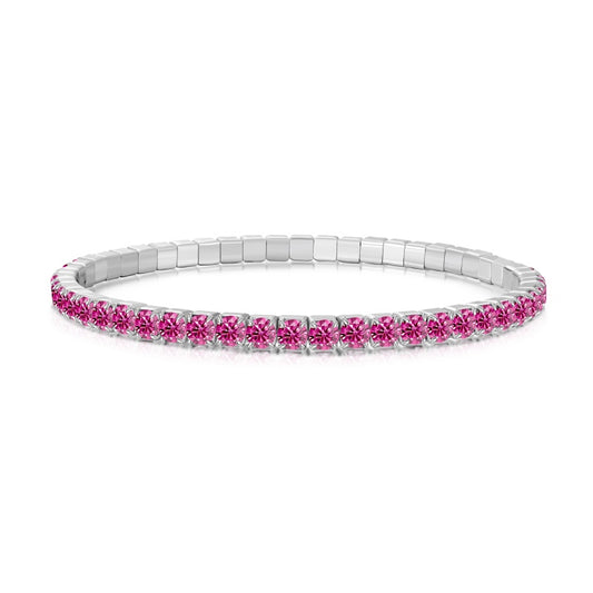 925 Sterling Silver Flexible Tennis Bracelet, 3mm Cubic Zircon