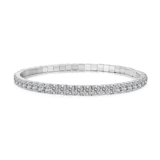 925 Sterling Silver Flexible Tennis Bracelet, 3mm Cubic Zircon